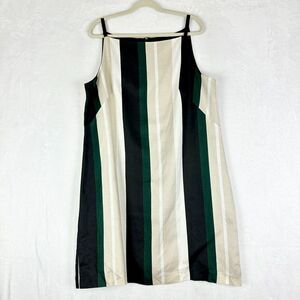 Ann Taylor Linen Stripe Square Neck Shift Dress Size 18 NEW Classic Timeless